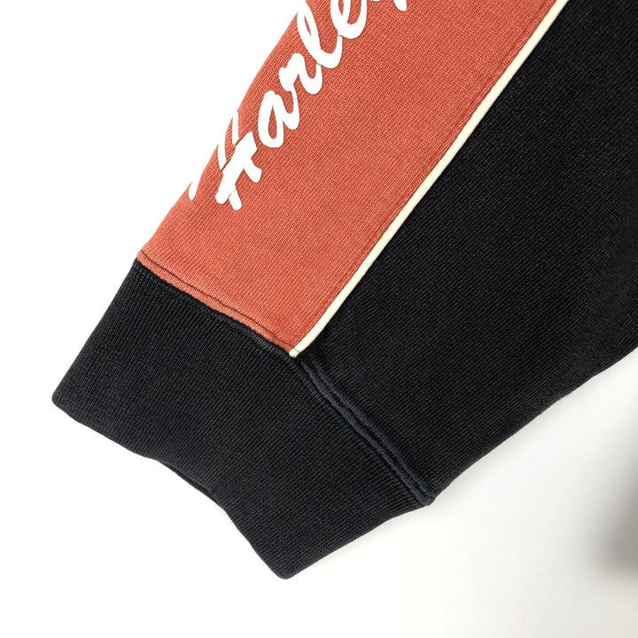 Harley-Davidson Motorcycle V-Neck Long-Sleeve T-Shirt (Men's Size M) cotton orange type Vintage Second Hand