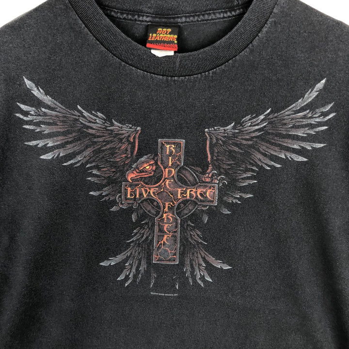 HOT LEATHERS Eagle Pattern Long-Sleeve T-Shirt (Men's Size L) cotton black type Vintage Second Hand