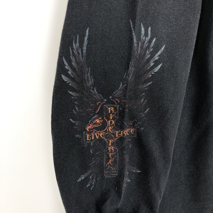 HOT LEATHERS Eagle Pattern Long-Sleeve T-Shirt (Men's Size L) cotton black type Vintage Second Hand