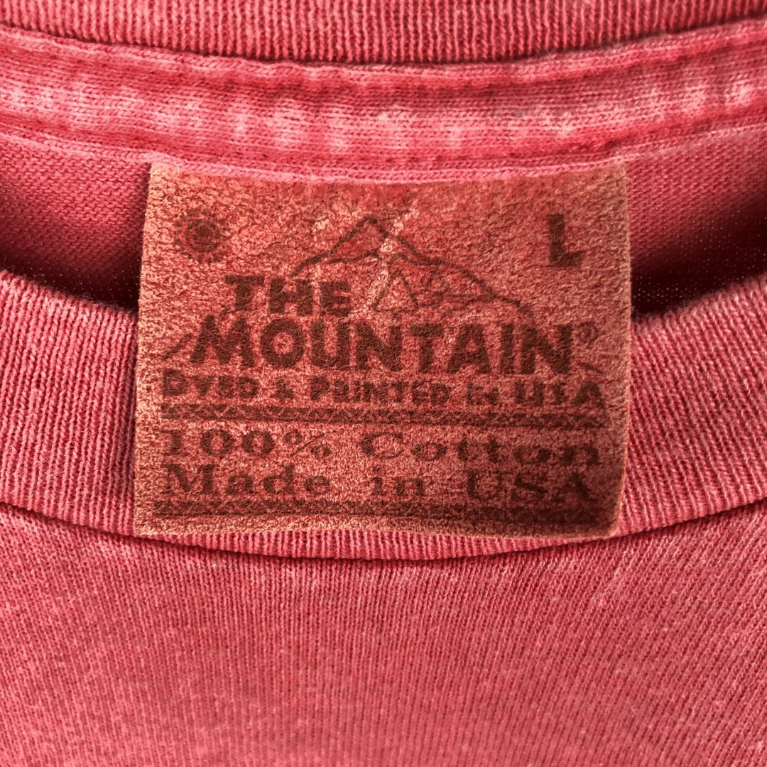 90'S THE MOUNTAIN Pin-up Girl Motorcycle Long-Sleeve T-Shirt, Made in USA, Men's Size L (Equivalent), Vintage cotton pink type Vintage Second Hand