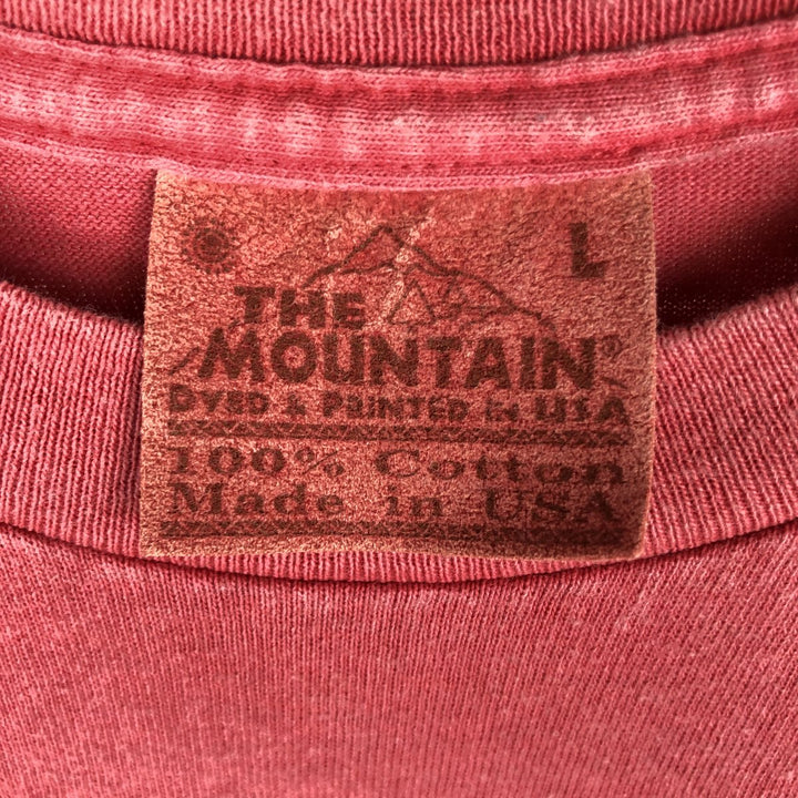 90'S THE MOUNTAIN Pin-up Girl Motorcycle Long-Sleeve T-Shirt, Made in USA, Men's Size L (Equivalent), Vintage cotton pink type Vintage Second Hand