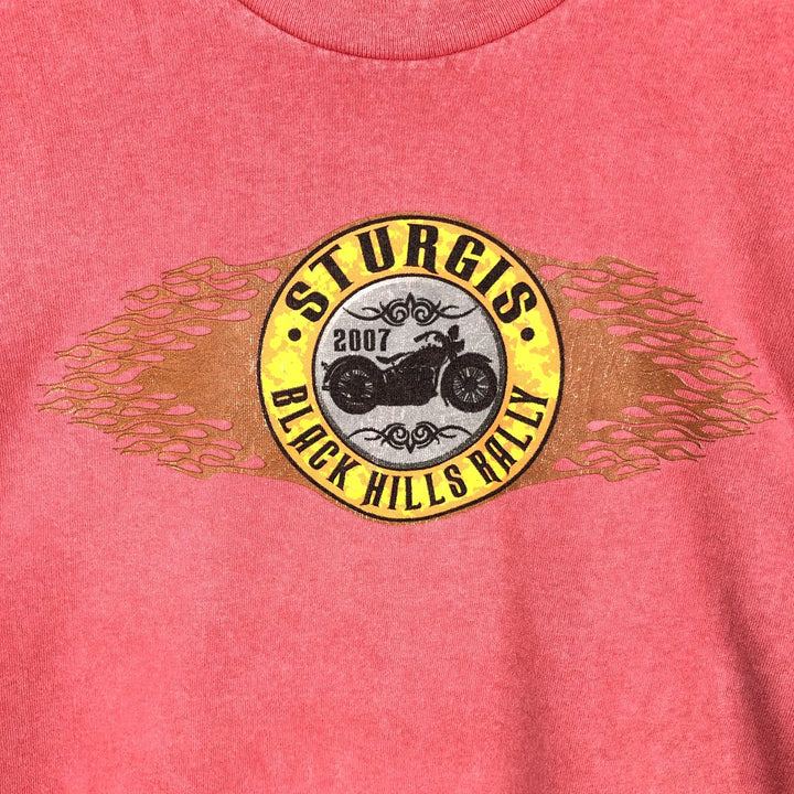 90'S THE MOUNTAIN Pin-up Girl Motorcycle Long-Sleeve T-Shirt, Made in USA, Men's Size L (Equivalent), Vintage cotton pink type Vintage Second Hand