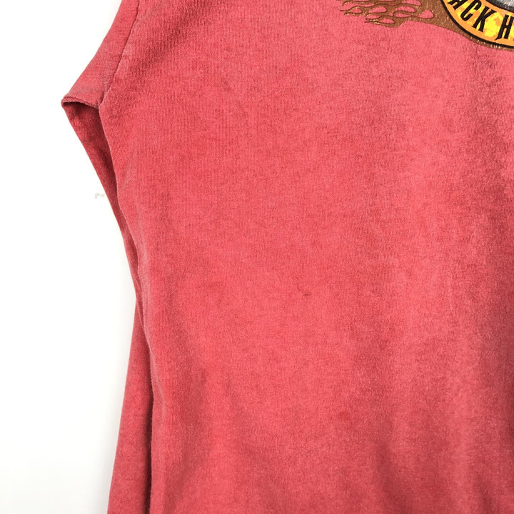 90'S THE MOUNTAIN Pin-up Girl Motorcycle Long-Sleeve T-Shirt, Made in USA, Men's Size L (Equivalent), Vintage cotton pink type Vintage Second Hand