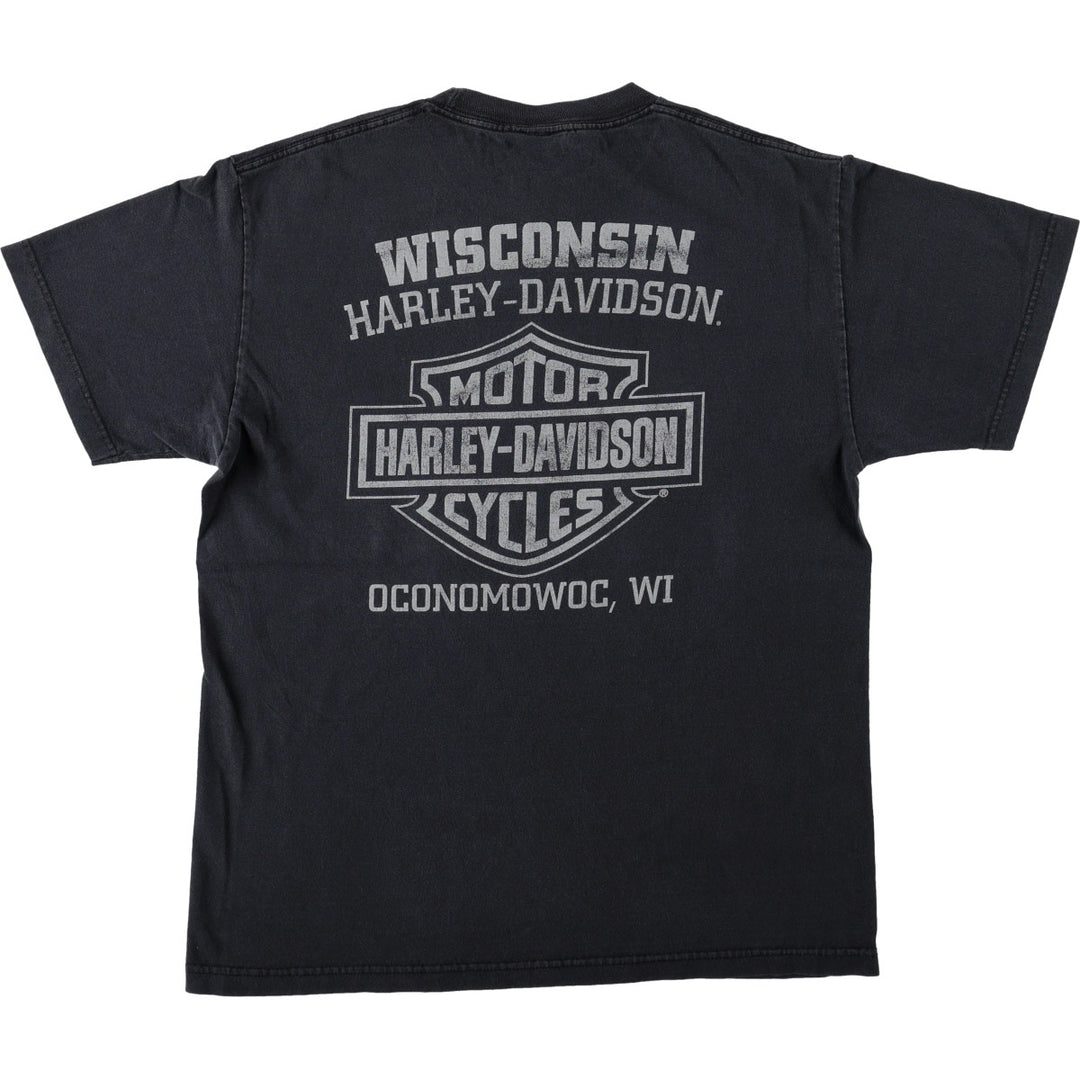 Harley-Davidson Animal Pattern Motorcycle T-Shirt, Men's Size M (approx.) unclear black type Vintage Second Hand