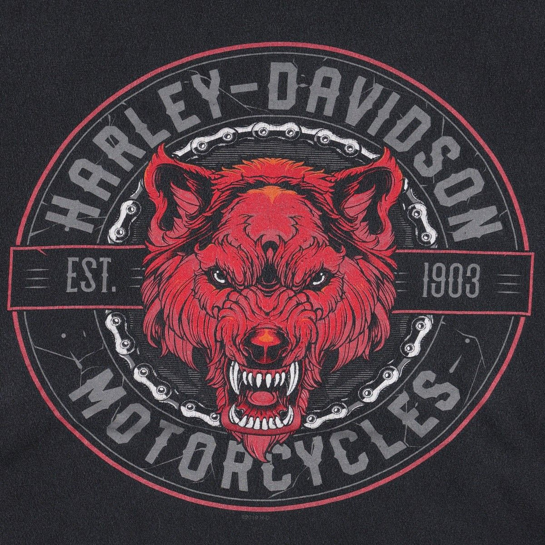 Harley-Davidson Animal Pattern Motorcycle T-Shirt, Men's Size M (approx.) unclear black type Vintage Second Hand