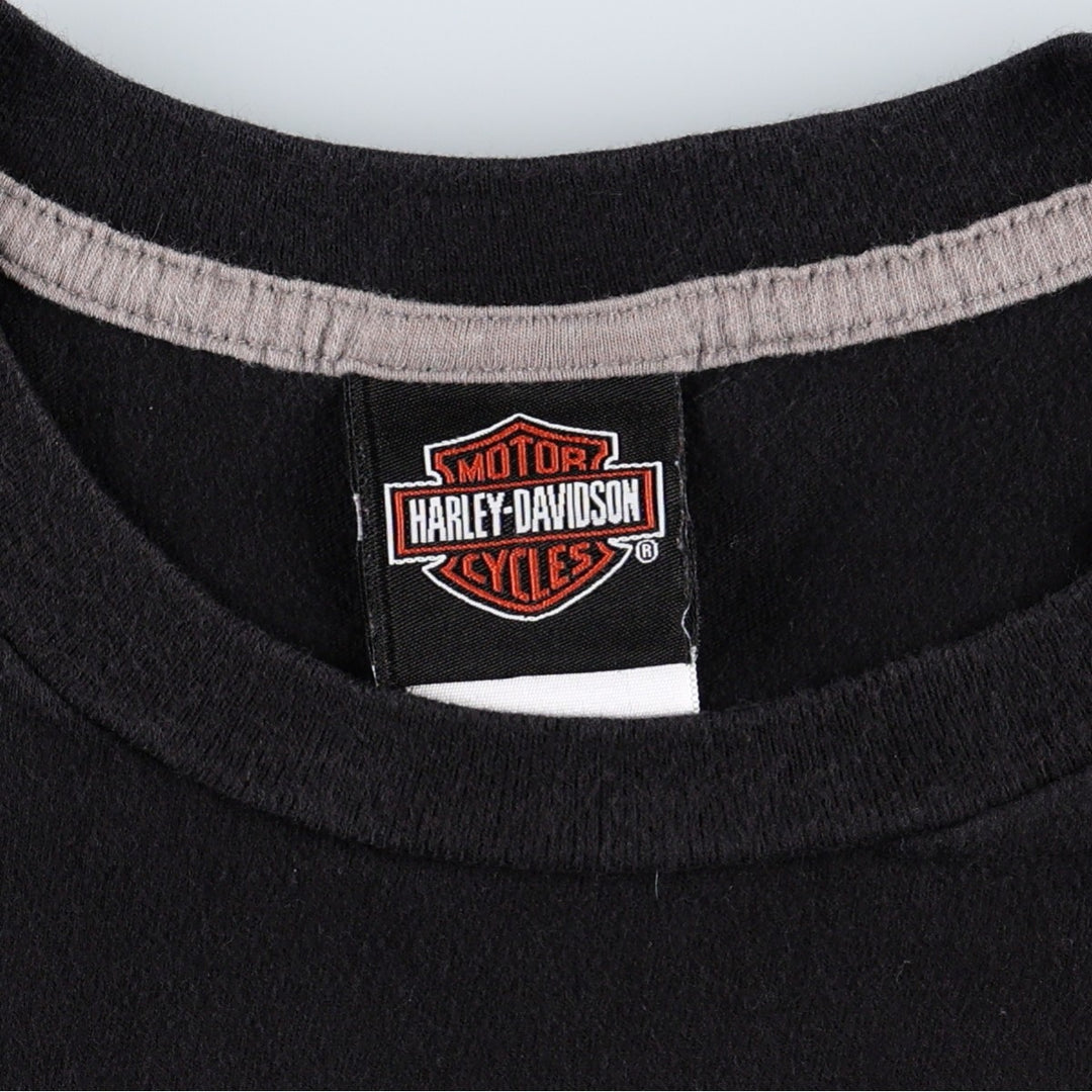 Harley-Davidson Eagle Pattern/Stars and Stripes Motorcycle T-Shirt, Made in USA, Men's XL (approx.) cotton black type Vintage Second Hand