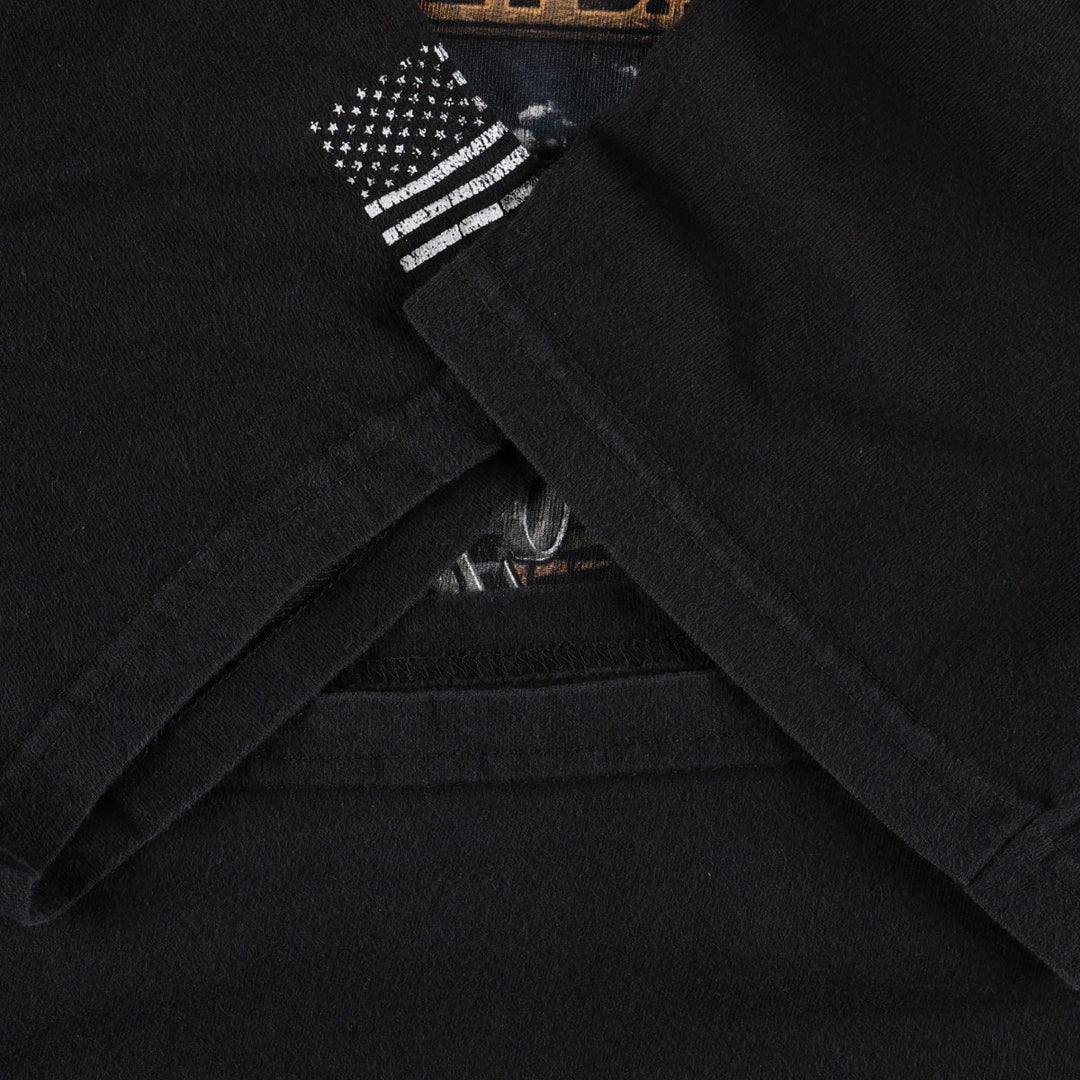 Harley-Davidson Eagle Pattern/Stars and Stripes Motorcycle T-Shirt, Made in USA, Men's XL (approx.) cotton black type Vintage Second Hand
