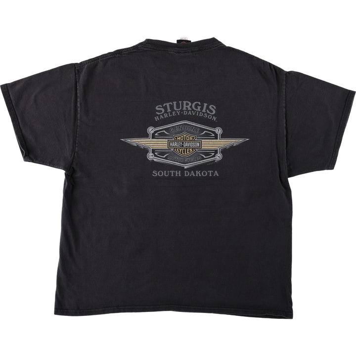 Hanes Harley-Davidson Motorcycle Pin-Up Girl Bike T-Shirt, Men's Size XL (approx.) cotton black type Vintage Second Hand