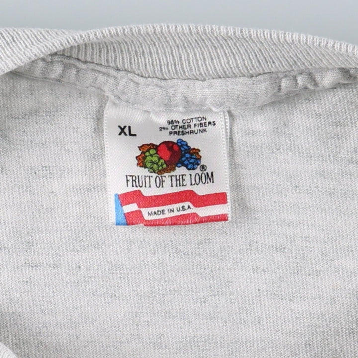90'S Fruit of the Loom plain T-shirt, made in the USA, men's XL size, vintage cotton gray type Vintage Second Hand