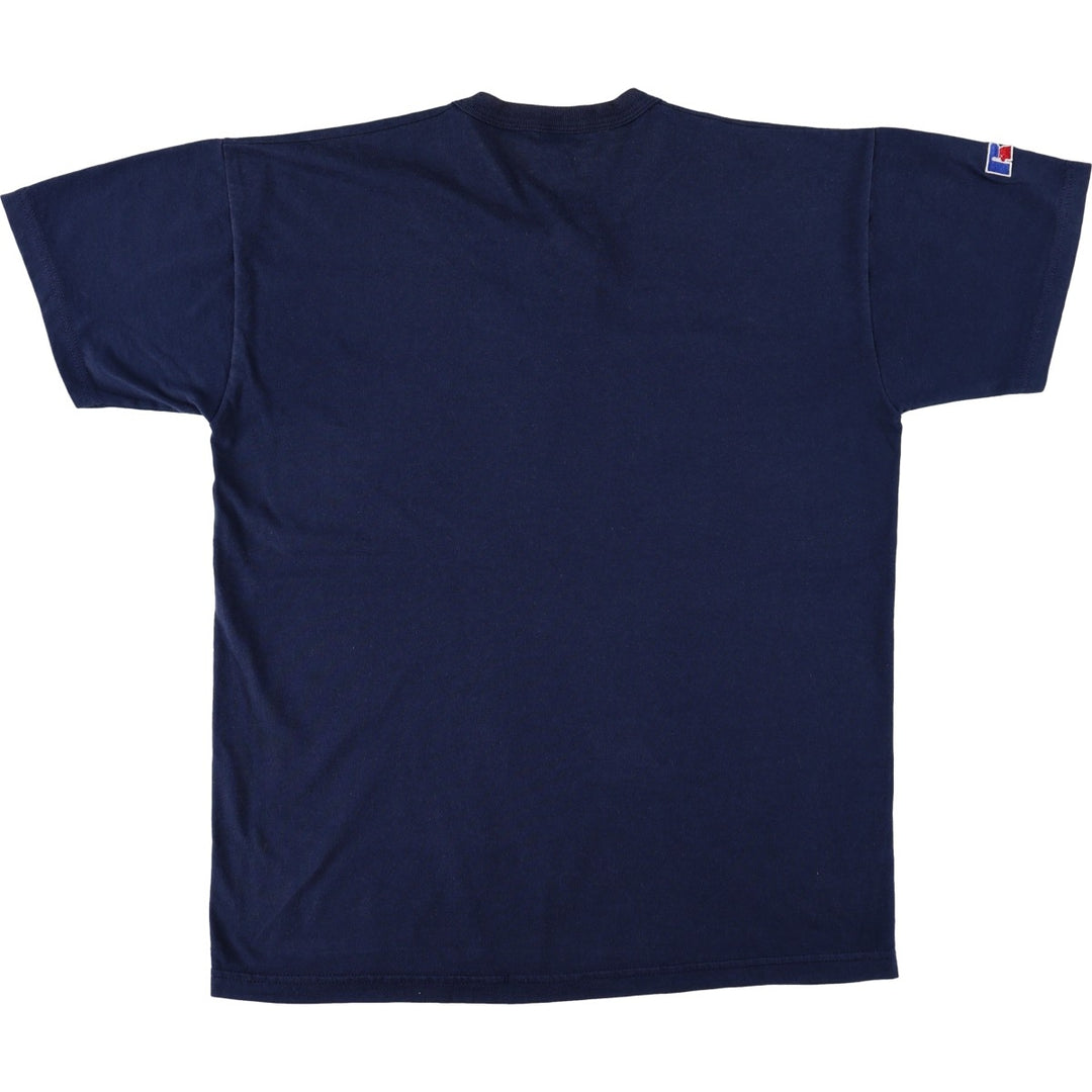 90'S Russell Plain Henley Neck T-Shirt, Men's Size L (Equivalent), Vintage cotton navy blue type Vintage Second Hand