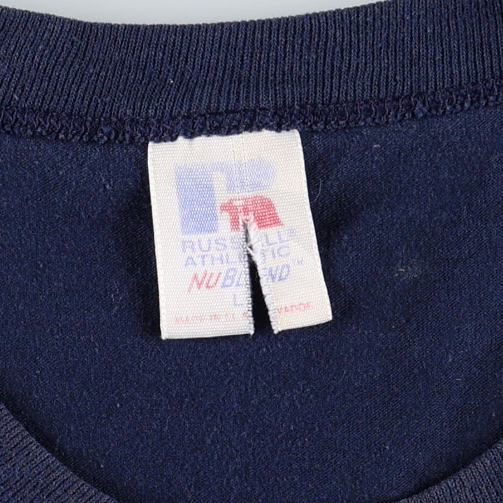 90'S Russell Plain Henley Neck T-Shirt, Men's Size L (Equivalent), Vintage cotton navy blue type Vintage Second Hand