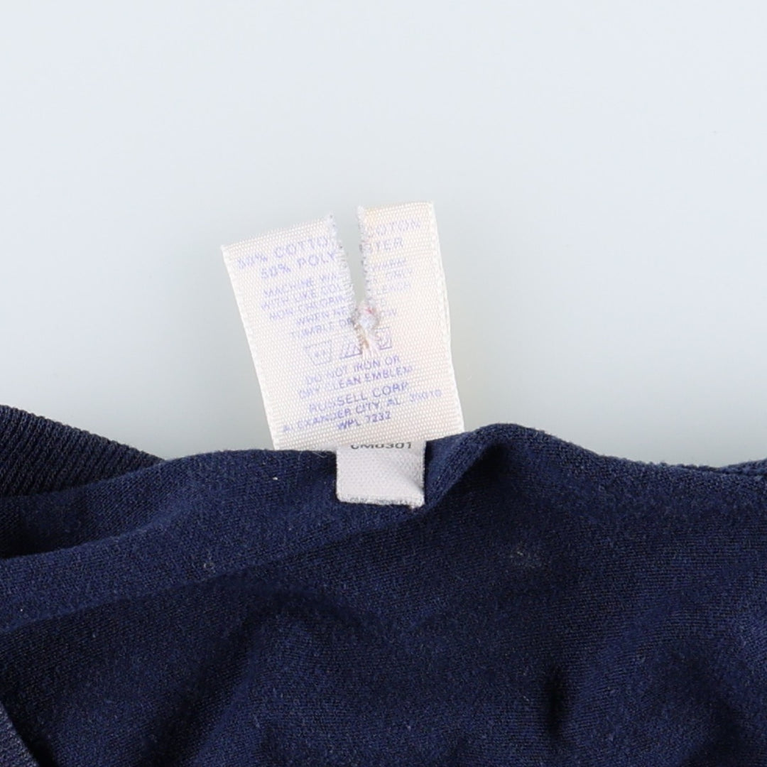 90'S Russell Plain Henley Neck T-Shirt, Men's Size L (Equivalent), Vintage cotton navy blue type Vintage Second Hand