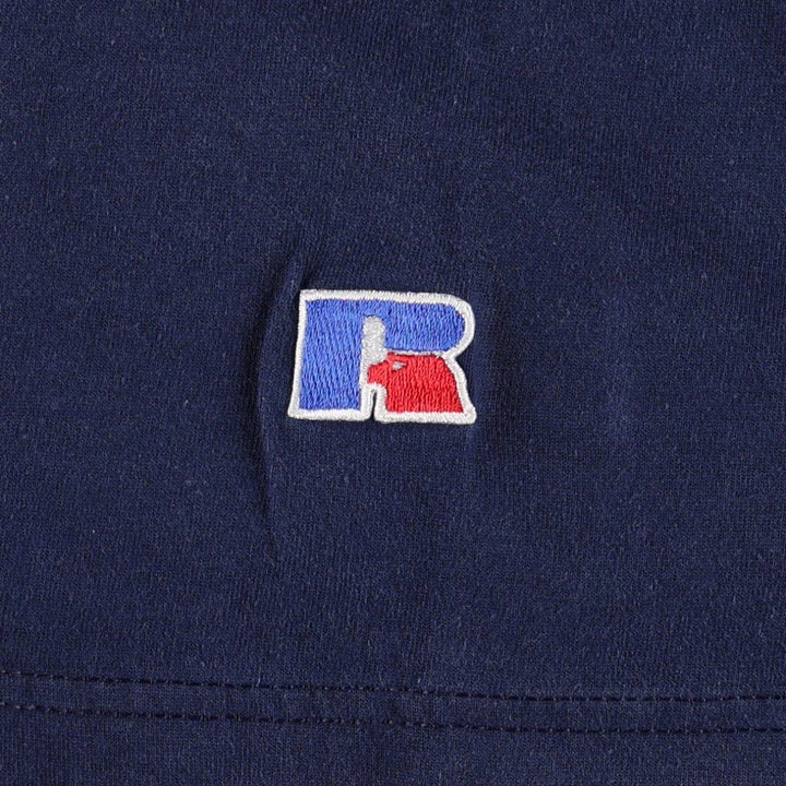90'S Russell Plain Henley Neck T-Shirt, Men's Size L (Equivalent), Vintage cotton navy blue type Vintage Second Hand