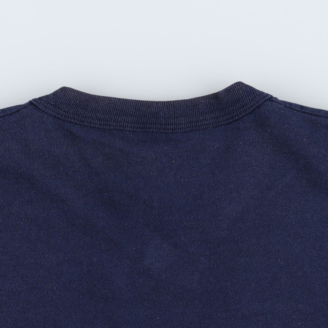 90'S Russell Plain Henley Neck T-Shirt, Men's Size L (Equivalent), Vintage cotton navy blue type Vintage Second Hand