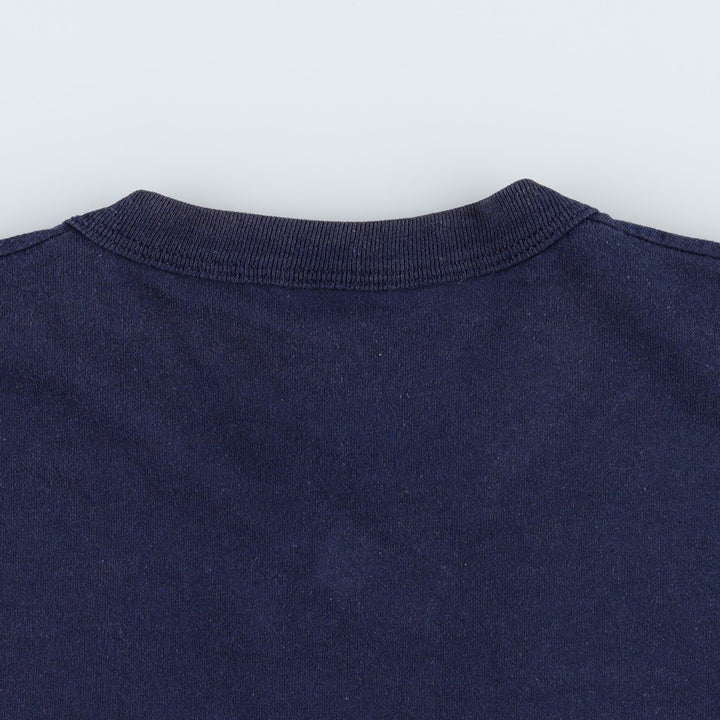 90'S Russell Plain Henley Neck T-Shirt, Men's Size L (Equivalent), Vintage cotton navy blue type Vintage Second Hand