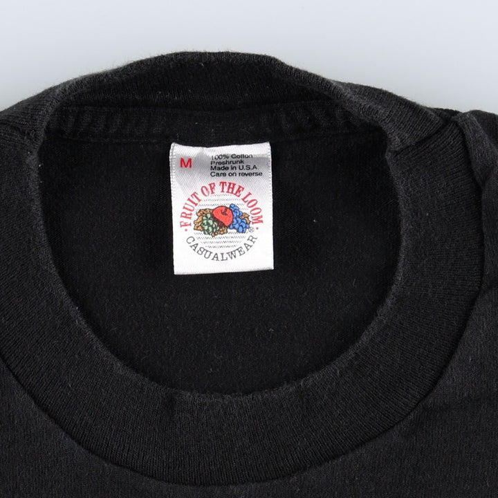 90'S Fruit of the Loom plain T-shirt, made in the USA, men's size M, vintage cotton black type Vintage Second Hand