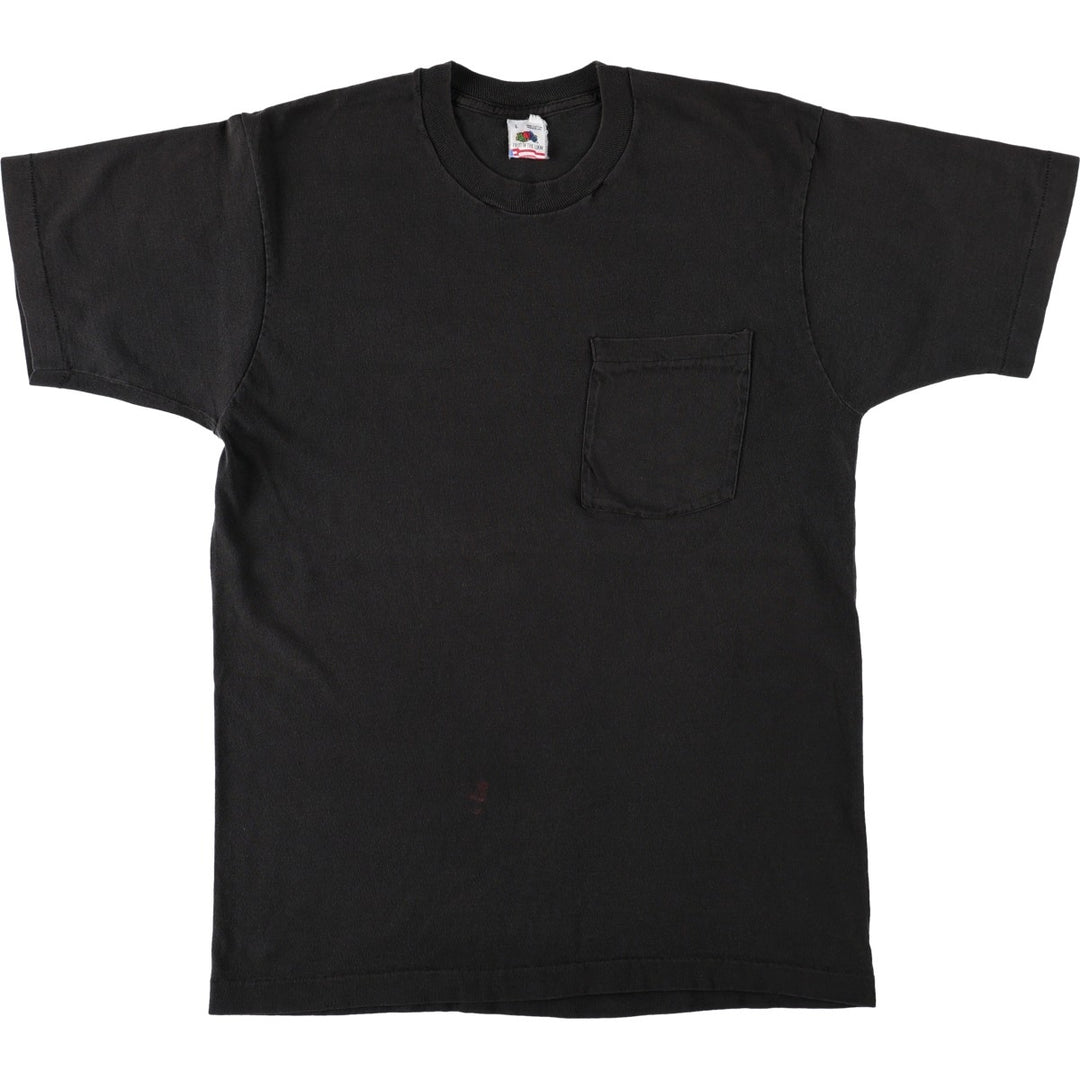 90'S Fruit of the Loom plain pocket T-shirt made in the USA, men's size L, vintage cotton black type Vintage Second Hand
