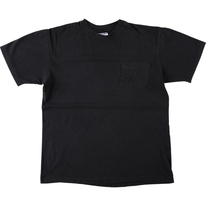 80'S Hanes BEEFY-T Blue Tag Plain Pocket T-Shirt Made in USA Men's Size L (Equivalent) Vintage cotton black type Vintage Second Hand