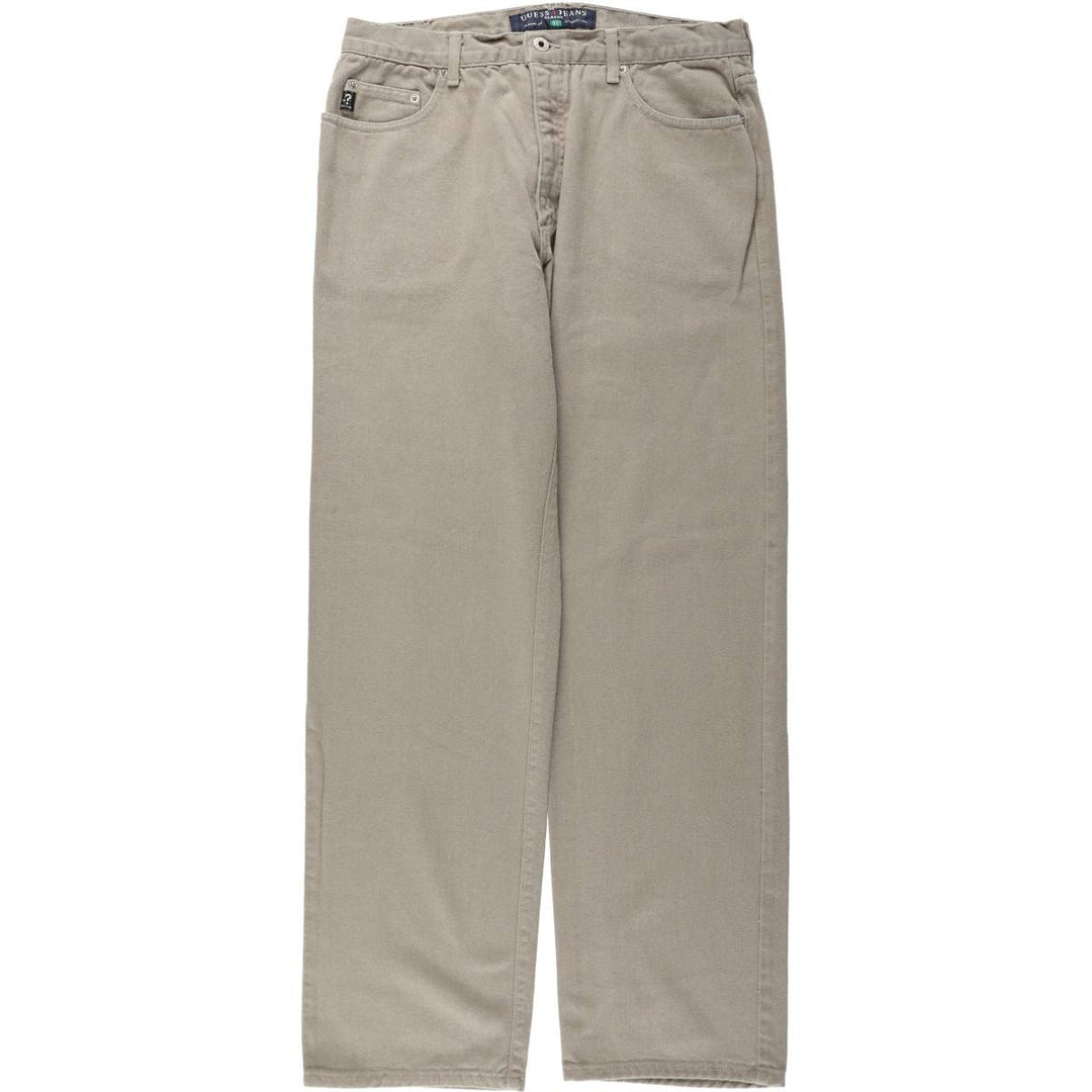 Guess Jeans Classic Fit Straight Leg Tapered Denim Pants, Made in USA, Men's Size W33 (approx.) cotton Khaki type Vintage Second Hand