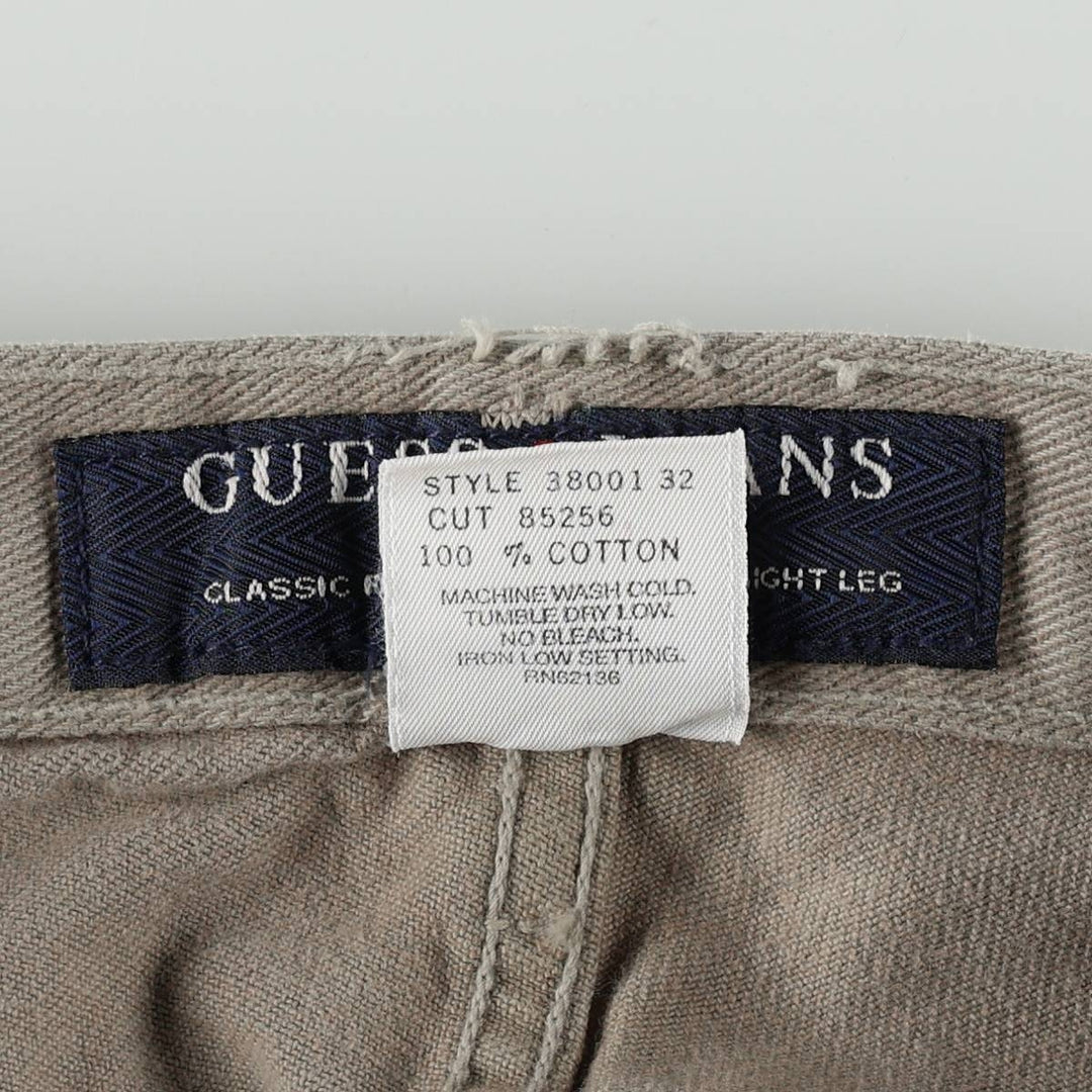 Guess Jeans Classic Fit Straight Leg Tapered Denim Pants, Made in USA, Men's Size W33 (approx.) cotton Khaki type Vintage Second Hand