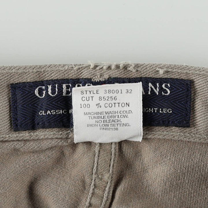 Guess Jeans Classic Fit Straight Leg Tapered Denim Pants, Made in USA, Men's Size W33 (approx.) cotton Khaki type Vintage Second Hand