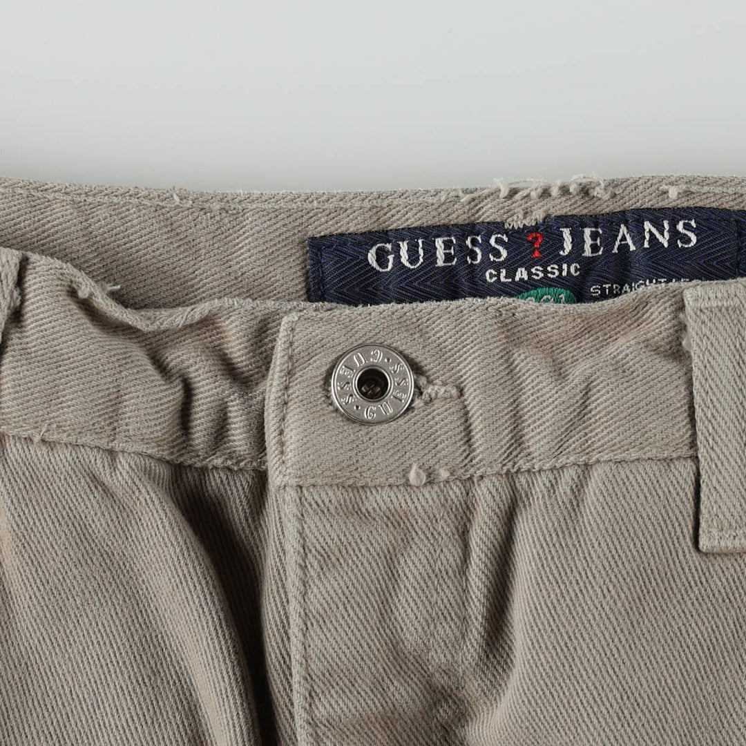 Guess Jeans Classic Fit Straight Leg Tapered Denim Pants, Made in USA, Men's Size W33 (approx.) cotton Khaki type Vintage Second Hand