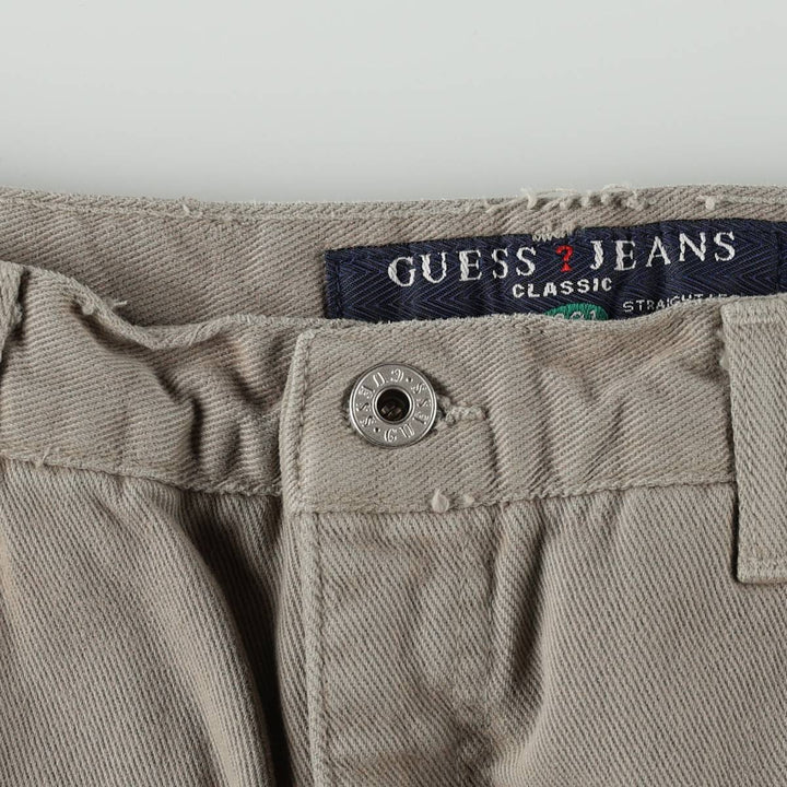 Guess Jeans Classic Fit Straight Leg Tapered Denim Pants, Made in USA, Men's Size W33 (approx.) cotton Khaki type Vintage Second Hand