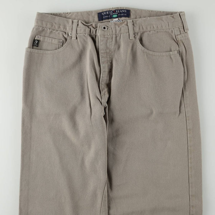Guess Jeans Classic Fit Straight Leg Tapered Denim Pants, Made in USA, Men's Size W33 (approx.) cotton Khaki type Vintage Second Hand