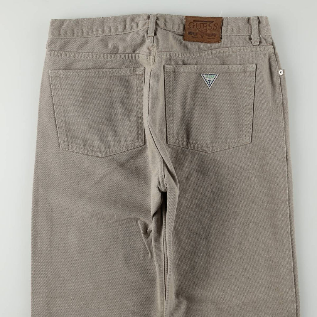 Guess Jeans Classic Fit Straight Leg Tapered Denim Pants, Made in USA, Men's Size W33 (approx.) cotton Khaki type Vintage Second Hand