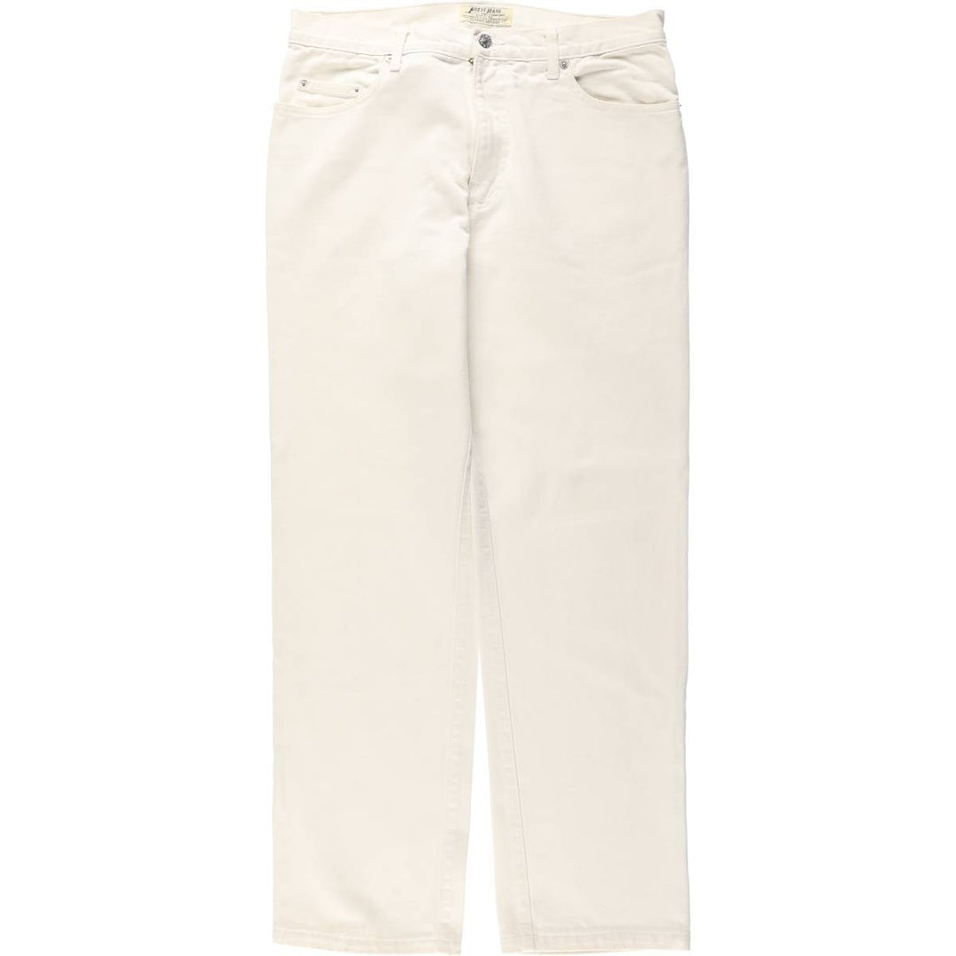 Guess Jeans White Denim Tapered Denim Pants, Made in USA, Men's Size W32 (approx.), Vintage cotton white type Vintage Second Hand