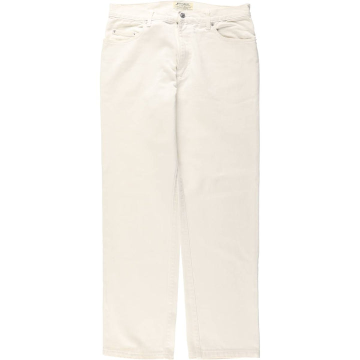 Guess Jeans White Denim Tapered Denim Pants, Made in USA, Men's Size W32 (approx.), Vintage cotton white type Vintage Second Hand