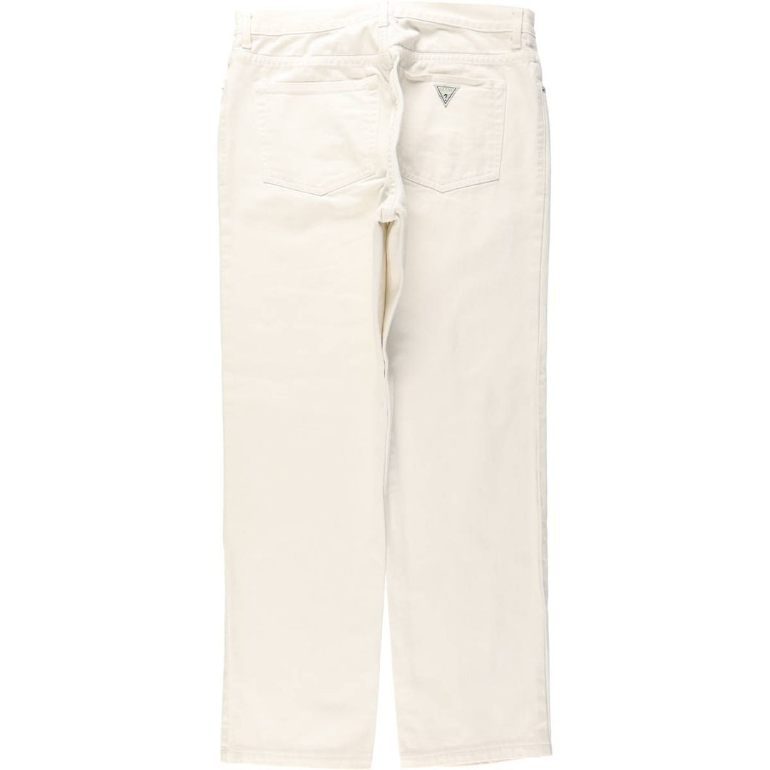 Guess Jeans White Denim Tapered Denim Pants, Made in USA, Men's Size W32 (approx.), Vintage cotton white type Vintage Second Hand