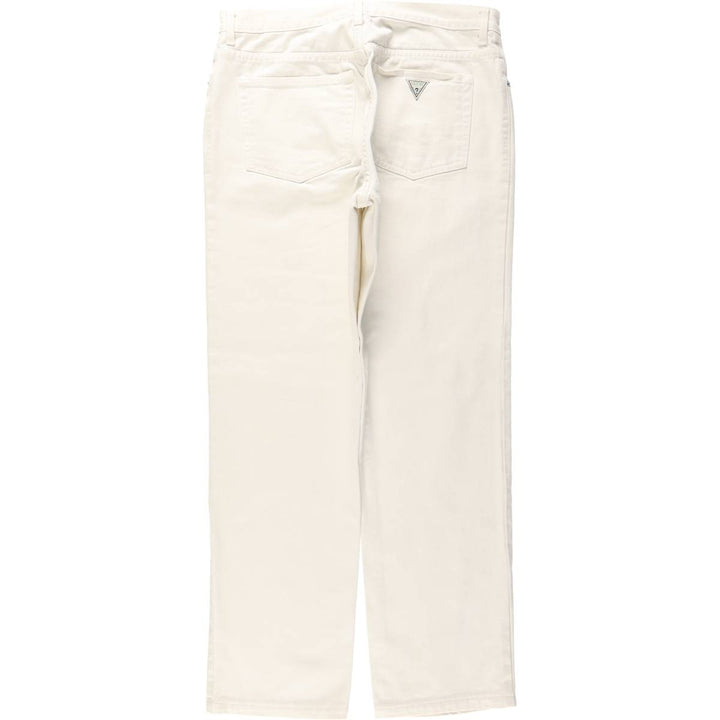 Guess Jeans White Denim Tapered Denim Pants, Made in USA, Men's Size W32 (approx.), Vintage cotton white type Vintage Second Hand