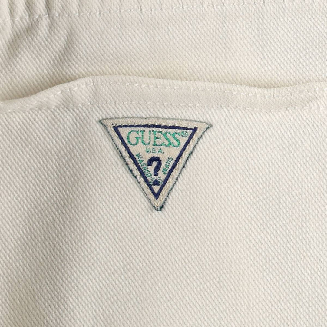 Guess Jeans White Denim Tapered Denim Pants, Made in USA, Men's Size W32 (approx.), Vintage cotton white type Vintage Second Hand