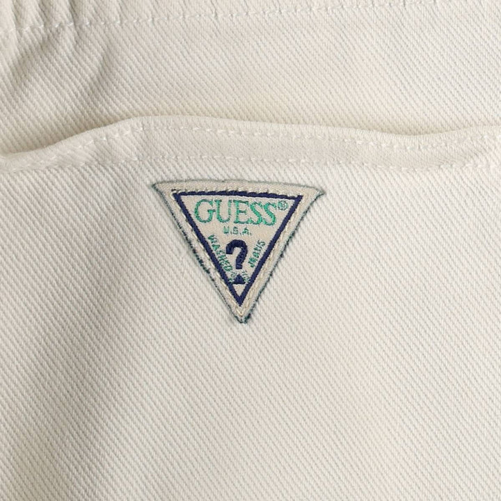 Guess Jeans White Denim Tapered Denim Pants, Made in USA, Men's Size W32 (approx.), Vintage cotton white type Vintage Second Hand