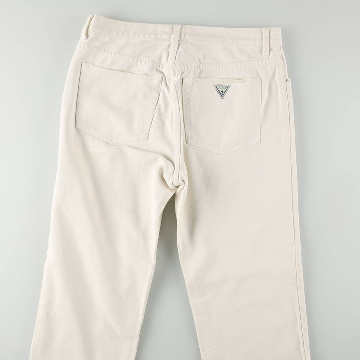 Guess Jeans White Denim Tapered Denim Pants, Made in USA, Men's Size W32 (approx.), Vintage cotton white type Vintage Second Hand