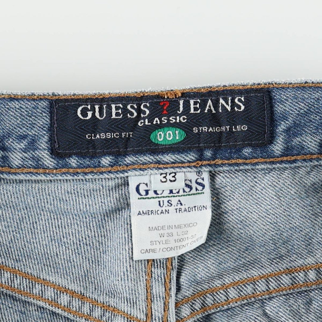 Guess Jeans Classic Fit Straight Leg Tapered Denim Pants, Men's Size W32 (approx.) cotton blue type Vintage Second Hand