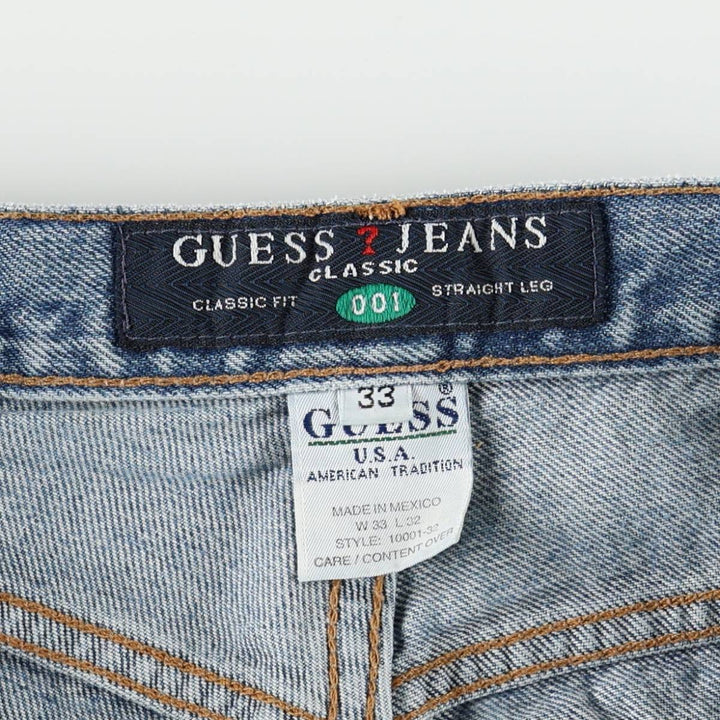 Guess Jeans Classic Fit Straight Leg Tapered Denim Pants, Men's Size W32 (approx.) cotton blue type Vintage Second Hand