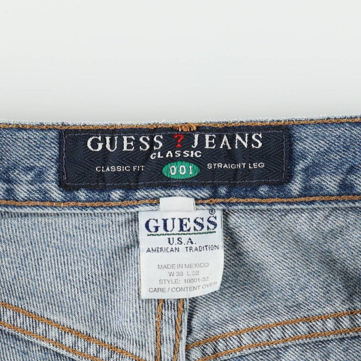 Guess Jeans Classic Fit Straight Leg Tapered Denim Pants, Men's Size W32 (approx.) cotton blue type Vintage Second Hand