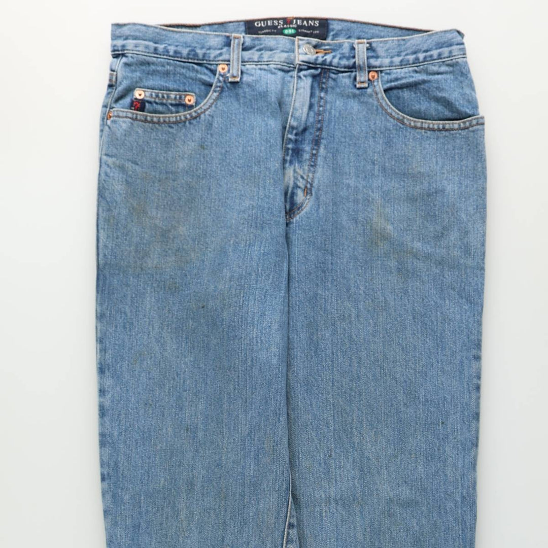 Guess Jeans Classic Fit Straight Leg Tapered Denim Pants, Men's Size W32 (approx.) cotton blue type Vintage Second Hand