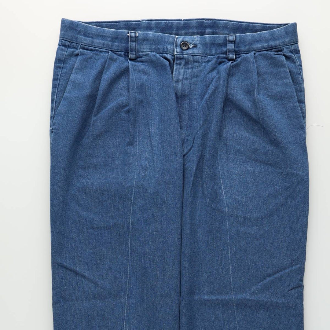 Dockers PLEATED CLASSIC FIT Two-Pleat Tapered Denim Pants, Men's Size W34 (approx.) cotton blue type Vintage Second Hand