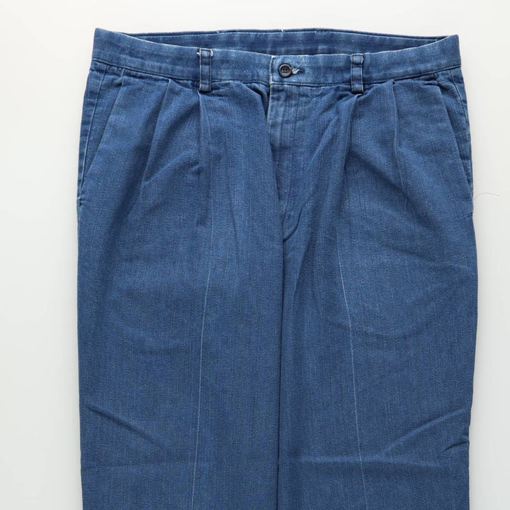 Dockers PLEATED CLASSIC FIT Two-Pleat Tapered Denim Pants, Men's Size W34 (approx.) cotton blue type Vintage Second Hand