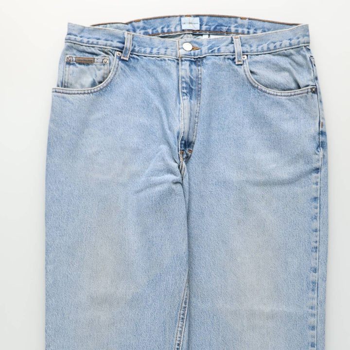 1990'S Calvin Klein Jeans Tapered Denim Pants, Made in USA, Men's Size W35 (approx.), Vintage cotton blue type Vintage Second Hand