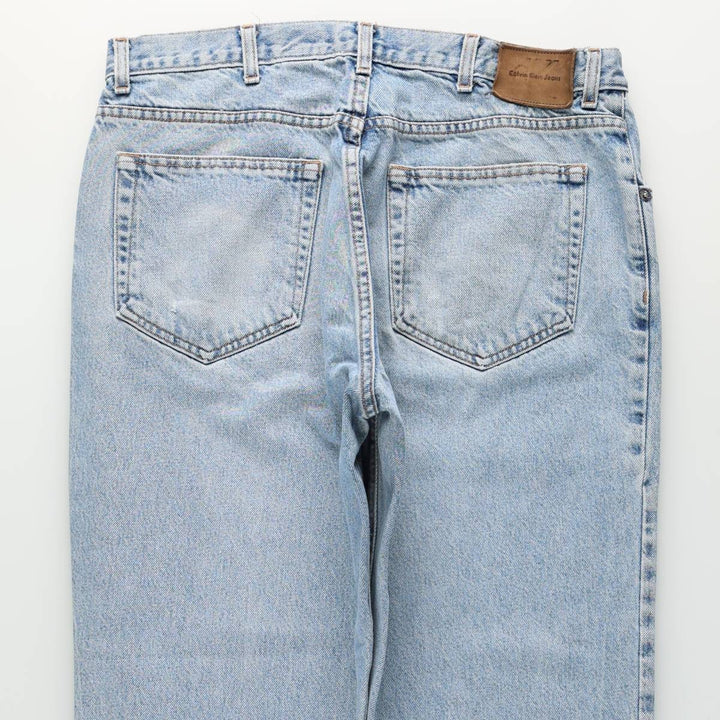 1990'S Calvin Klein Jeans Tapered Denim Pants, Made in USA, Men's Size W35 (approx.), Vintage cotton blue type Vintage Second Hand