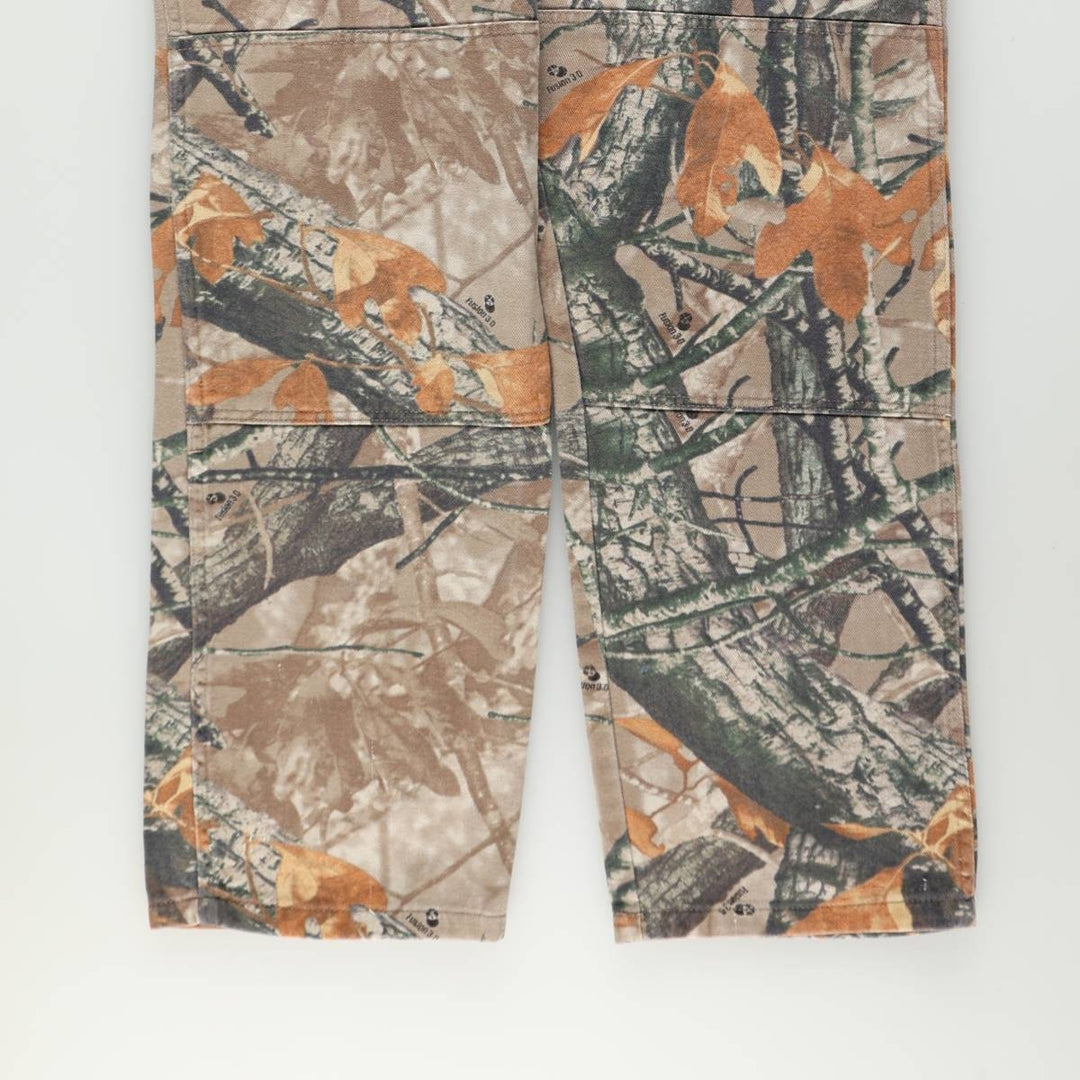 Wrangler Camouflage Pattern Realtree Camo Tapered Denim Pants, Men's Size W34 cotton Khaki type brown Vintage Second Hand