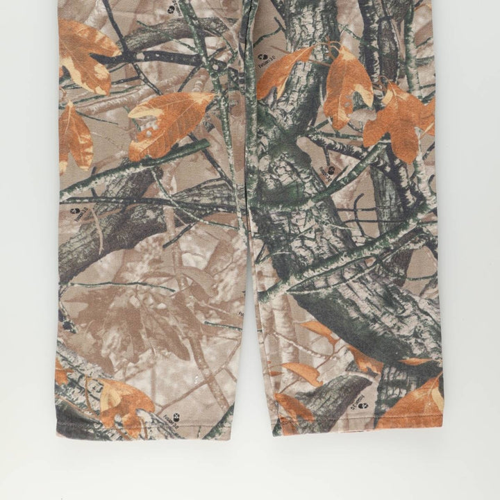 Wrangler Camouflage Pattern Realtree Camo Tapered Denim Pants, Men's Size W34 cotton Khaki type brown Vintage Second Hand