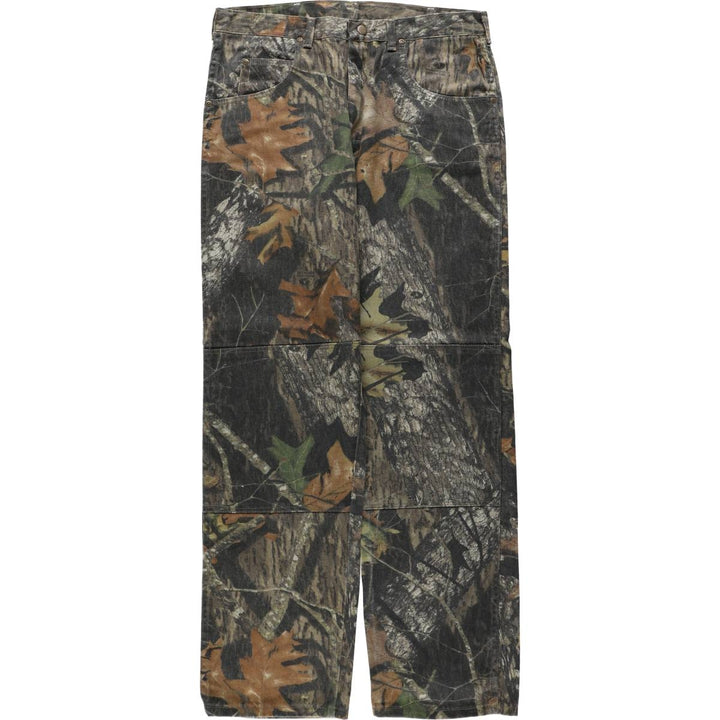 Wrangler Camouflage Pattern Realtree Camo Tapered Denim Pants, Men's Size W34 cotton Khaki type Vintage Second Hand