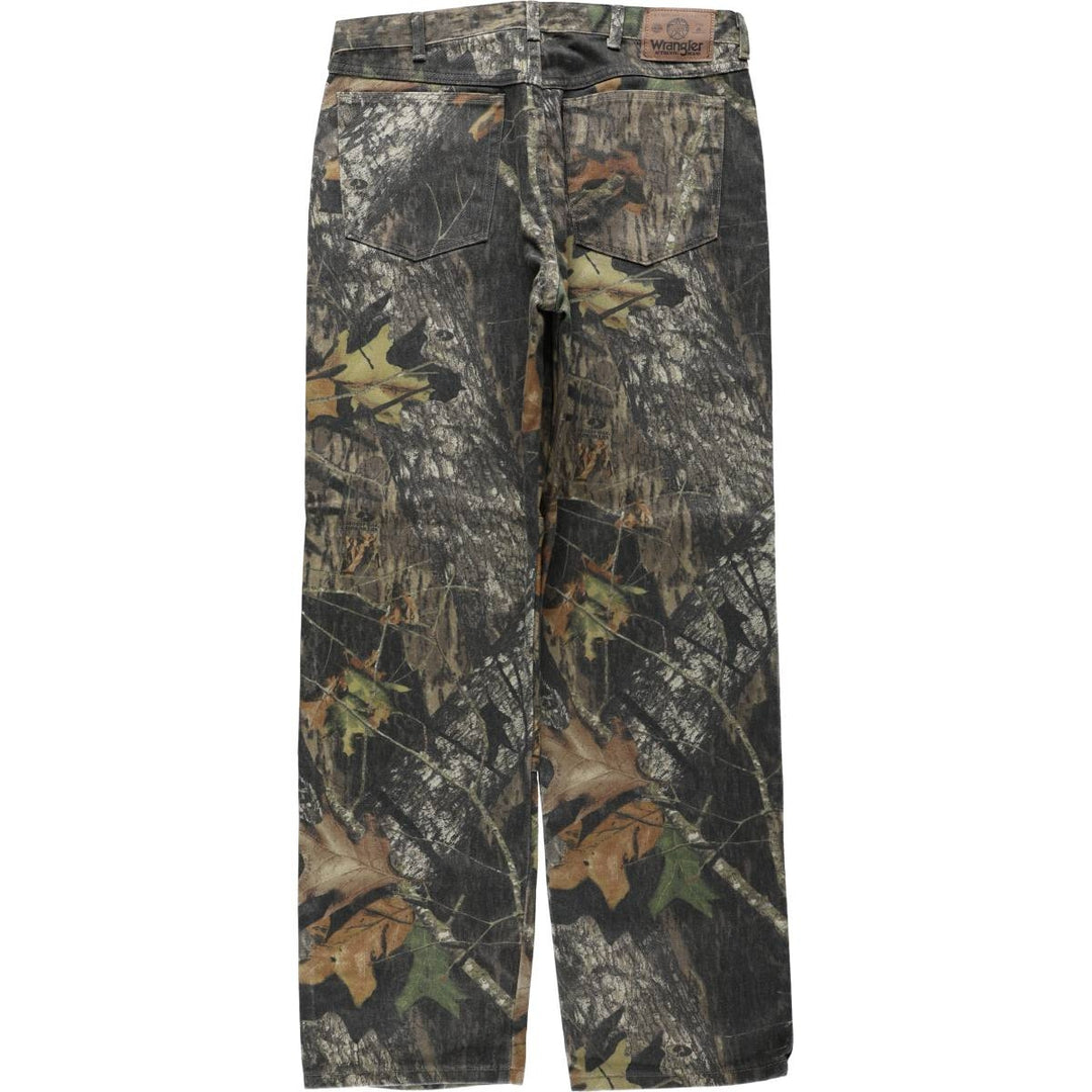 Wrangler Camouflage Pattern Realtree Camo Tapered Denim Pants, Men's Size W34 cotton Khaki type Vintage Second Hand