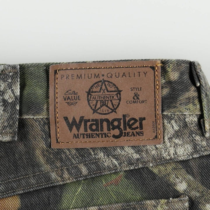 Wrangler Camouflage Pattern Realtree Camo Tapered Denim Pants, Men's Size W34 cotton Khaki type Vintage Second Hand