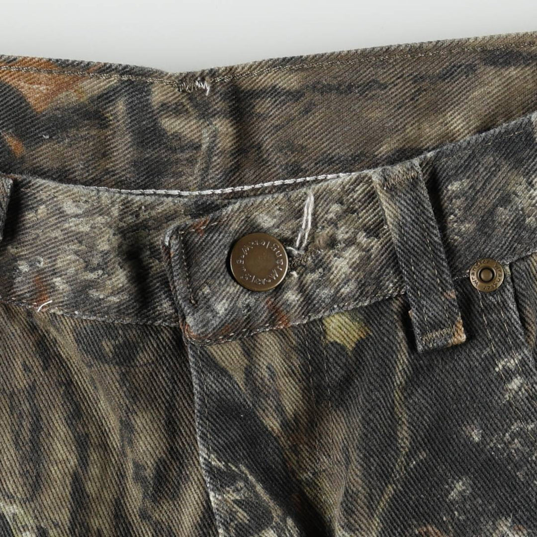 Wrangler Camouflage Pattern Realtree Camo Tapered Denim Pants, Men's Size W34 cotton Khaki type Vintage Second Hand